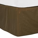 - Brown 450TC Damask Stripe Bedskirt - Full by -
