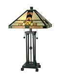 Dale Tiffany TT10035 Mission Table Lamp, Dark Antique Bronze and Art Glass Shade