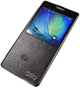 Samsung Galaxy A7 Case,ultra-thin Fashion Simple Luxury High Quality Smart Window View Premium Pu Leather Cover Case for Samsung Galaxy A7 (Black)