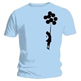 Mens Banksy - Balloons T-Shirt Sky Blue 5138TSCPM Medium