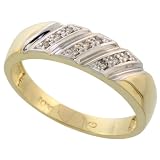 10k Gold Men's Diamond Band, w/ 0.05 Carat Brilliant Cut Diamonds, 1/4 in. (6mm) wide, Size 11