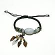 Hand-knotted Jade Longevity Dangling Bracelet - Green Adjustable Cord