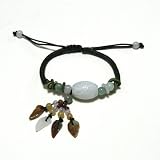 Hand-knotted Jade Longevity Dangling Bracelet - Green Adjustable Cord