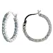 .925 Sterling Silver Simulated Aquamarine Hoop Earrings