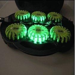 6 PACK GREEN RECHARGABLE WATERPROOF LED MAGNET SAFETY FLARE with 9 OPERATING MODES + FREE CHARGERS AND TRAVEL CASE AND LED FLASHLIGHT SET!