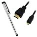 GTMax 10FT Micro HDMI Cable for Motorola Droid Bionic Triumph + Silver Touch Screen Stylus for Motorola Atrix 2, DROID RAZR XT912 /HD, Droid Bionic Targa XT875, Photon 4G, Droid 3 XT862, Droid X2, XOOM, Atrix 4G MB860, Droid Bionic XT865, Droid X, Droid 4, Droid RAZR MAXX; Sony Ericsson Ion; Samsung Droid Charge SCH i510/i520(Package include a Microfiber Cleaning Cloth)