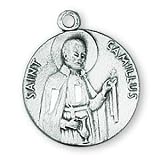 Sterling Silver Saint Camillus Medal and 18-inch Chain