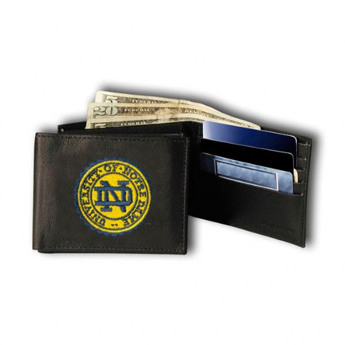 Notre Dame Black Leather Billfold Wallet