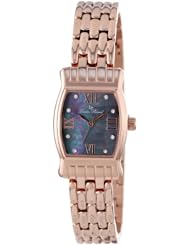 Lucien Piccard Womens LP-12384-RG-01MOP Alca Black Mother-Of-Pearl Dial Rose Gold Ion-Plated Stainless Steel Watch