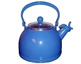  : Calypso Basics 2-1/2-Quart Enamel-on-Steel Whistling Teakettle with Glass Lid, Azure