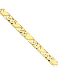 14K Yellow Gold, 7mm Fancy Link Bracelet - 8 Inch