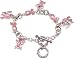 Pink Ribbon Breast Cancer Awareness Angel & Heart Toggle Charm Bracelet