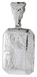 Sterling Silver Hand Engraved Rectangular Locket, 11/16 X 13/16