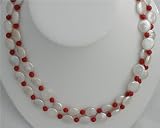 Necklaces 2 Strands Mother of Pearl and Coral MC528