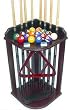 8 Pool Cue Stick - Billiard Ball Floor Rack Stand Mahogany Finish