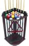 8 Pool Cue Stick - Billiard Ball Floor Rack Stand Mahogany Finish