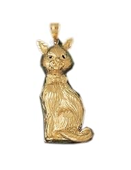 Dazzlers Solid 14k Gold Cat Charm Pendant Available in three colors from jewelsberry (weights: 7.2 grams only)