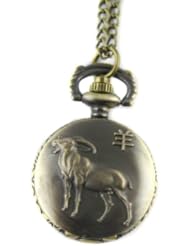 Youyoupifa Embossed Sheep Bronze Alloy Quartz Pocket Watch(Unisex)