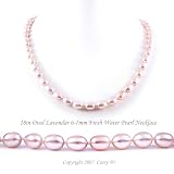 Single Strand 18 Inch 6-7mm purple Oval Shape Freshwater Cultured Pearl Necklace