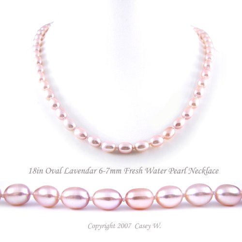 Single Strand 18 Inch 6-7mm purple Oval Shape Freshwater Cultured Pearl Necklace