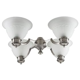 Westinghouse 72223 Four-Light Upward/ Light Fixture Kit for Ceiling Fan, Aged Silver with Frosted Globe #72223