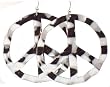 HUGE 3" Dangle Hoop "Recycled Metal" Look Rippled Peace Earrings
