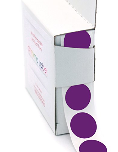 0.75 inch Purple Colored Dot Stickers for Labeling | Permanent Adhesive - 1,000/Dispenser Box