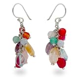 Sterling Silver Multi Color Stone Dangle Earrings