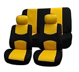 FH-FB050112 Flat Cloth Car Seat Covers Yellow / Black Color