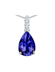 Original Star K (tm) Large 14x10mm Pear Shape Simulated Tanzanite Pendant in 925 Sterling Silver