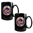 New York Mets 2pc Black Ceramic Mug Set - Primary Logo MLB Baseball