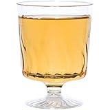 80 Count Disposable Wine Glasses 8 oz Plastic Clear Heavyweight 1-Piece Upscale