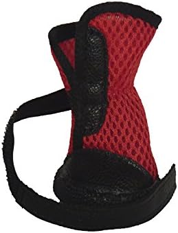 Lifeful® Puppy Spring and Summer Nonslip Waterproof Breathable Mesh Fabric Hiking Boots, Closure By the Long Velcro Strap, Comfy, Cool and Durable, Set of 4, Red Color (Size Small)