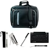 Silver Gray Mighty Nylon Jacket Slim Compact Protective Sleeve Shoulder Bag Case with accessories For MSI WindPad 110W 10-Inch Tablet Computer Windows 7 Netbook PC + Includes a Pocket 2 Way Adjustable Tablet Stand + Graphic Designer Stylus Pen + Wireless Bluetooth Keyboard with building rechargeable battery