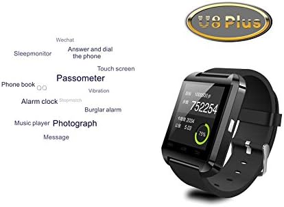 SHLDEAL U8 Plus Anti-lost Smart Watch Bluetooth Sports WristWatch with Vibration Passometer Fit for iPhone 4/4S/5/5C/5S Samsung S2/S3/S4/Note2/Note3 HTC Huwawei Android Phones (Black)