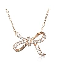 Bow Necklace with White CZ in Rose Gold-18"