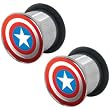 1/2" Captain America Steel Tunnel Plugs Set