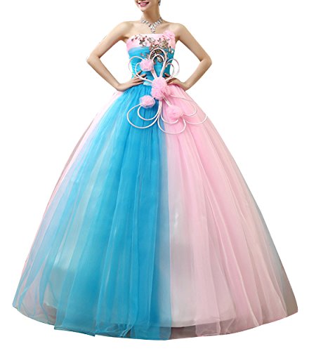 Dressystarレディーズ　発表会　ドレス　結婚式　 演奏会　お呼ばれ 花嫁ロングドレス タキシード　ウェディングドレス 二次会ドレス　披露宴　パーティー　ドレス ブルーピンク