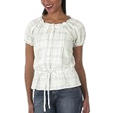 Merona Tuck-Pleat Peasant Blouse with Tie Waist - True White Plaid