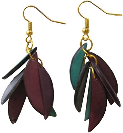 Handmade Tagua Half Moon Slices Earrings (Cool)