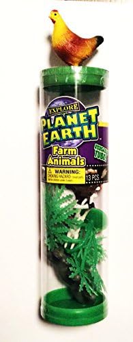 PLANET EARTH Fun "FARM ANIMALS" Tube / Toys / Favors / Birthday / Learning / 13pcs ~ Miniature Plastic Animals TOYS / GIFTS