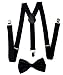 Premium Quality 1 Inch Suspender & 4.5 Inch Bowtie Combo Set, Mens Womens Unisex