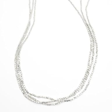 Silver Nugget Three Strand Necklace