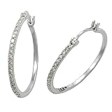 Sterling Silver Diamond Hoop Earrings ( 1/2 cttw)