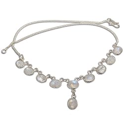 Beautifual Necklace Silver Clear Rainbow Gemstone Jewelry 15 inches (gnklc284)