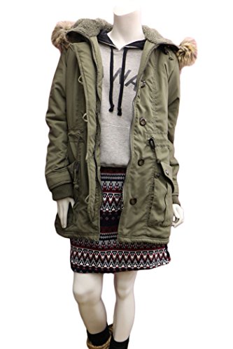 モッズコート レディース 【2287-252813(14)】 裏ボア ファー フード付き 中綿キルティング ミリタリーコート 防寒着 大きいサイズ LL 3L