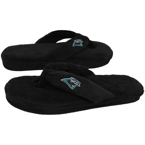 Carolina Panthers Ladies Black Plush Thong Slippers (9/10)