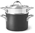 Calphalon One Infused Anodized 6-1/2-Quart Stockpot with Stainless Pasta Insert and Lid
