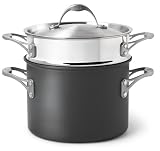 Calphalon One Infused Anodized 6-1/2-Quart Stockpot with Stainless Pasta Insert and Lid