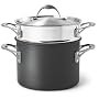 Calphalon One Infused Anodized 6-1/2-Quart Stockpot with Stainless Pasta Insert and Lid